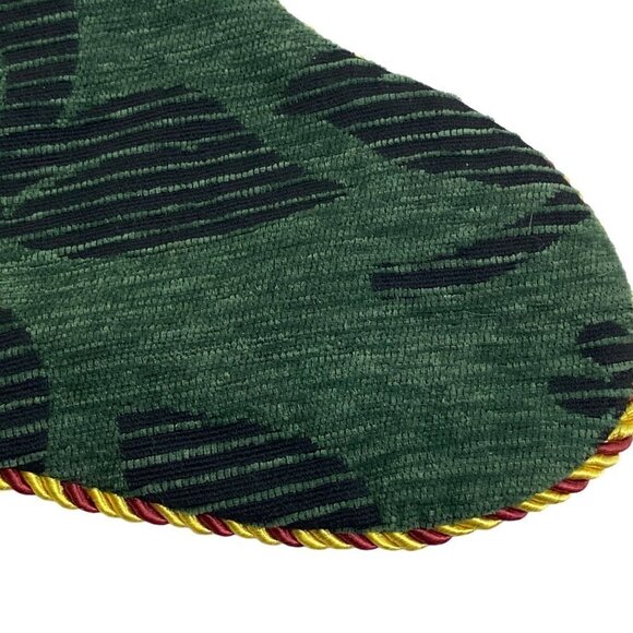 Christmas Tapestry Stocking with Bell Red Green Scroll by Season's Design - Picture 7 of 8
